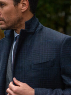 Bleecker Navy Plaid Wool and Cashmere Coat Product Thumbnail 7