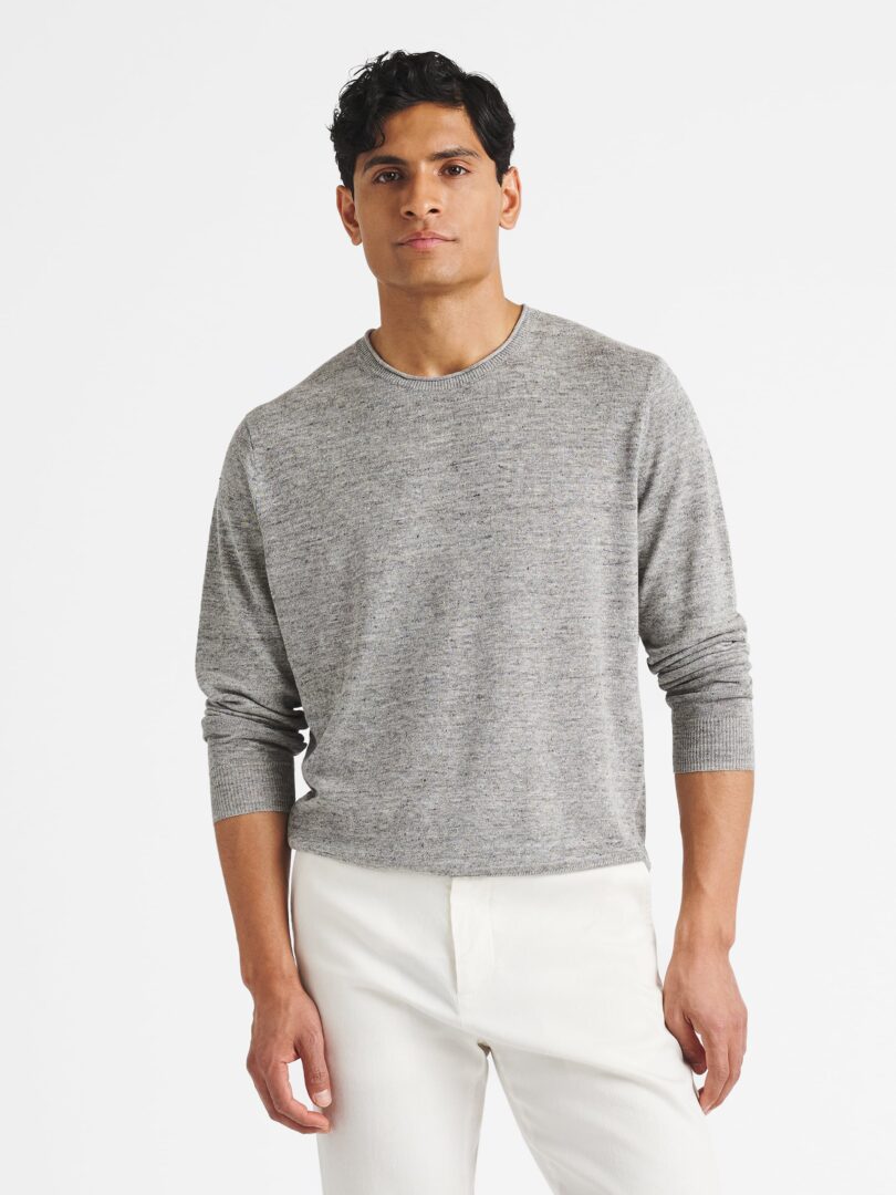 Grey Melange Linen Rollneck Sweater Thumb Detail