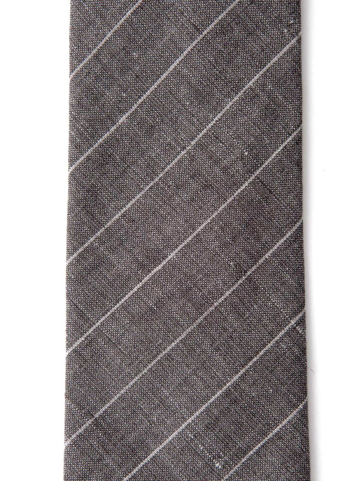 Taupe Pinstripe Linen Wool and Silk Tie