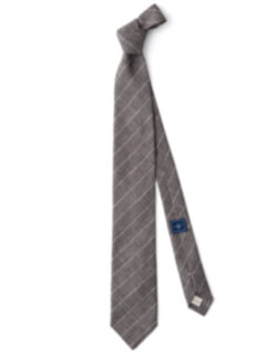 Taupe Pinstripe Linen Wool and Silk Tie Product Thumbnail 2