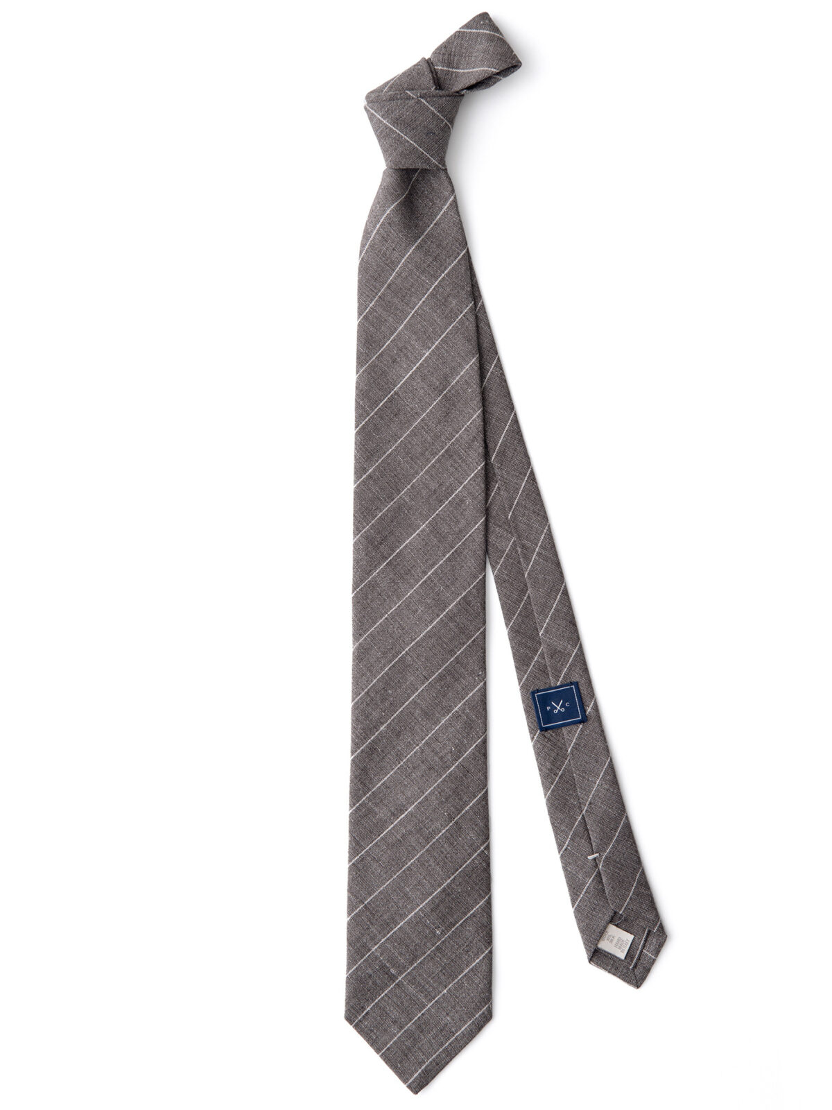 Taupe Pinstripe Linen Wool and Silk Tie