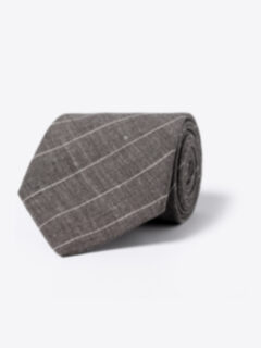Taupe Pinstripe Linen Wool and Silk Tie Product Thumbnail 1