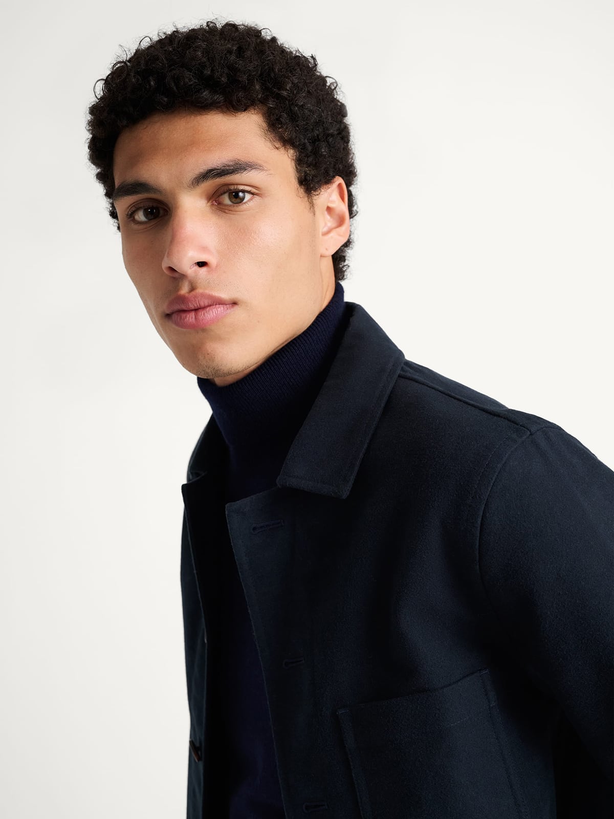 Navy Heavyweight Moleskin Chore Jacket | Proper Cloth