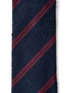 Navy and Red Double Stripe Shantung Grenadine Tie Product Thumbnail 3