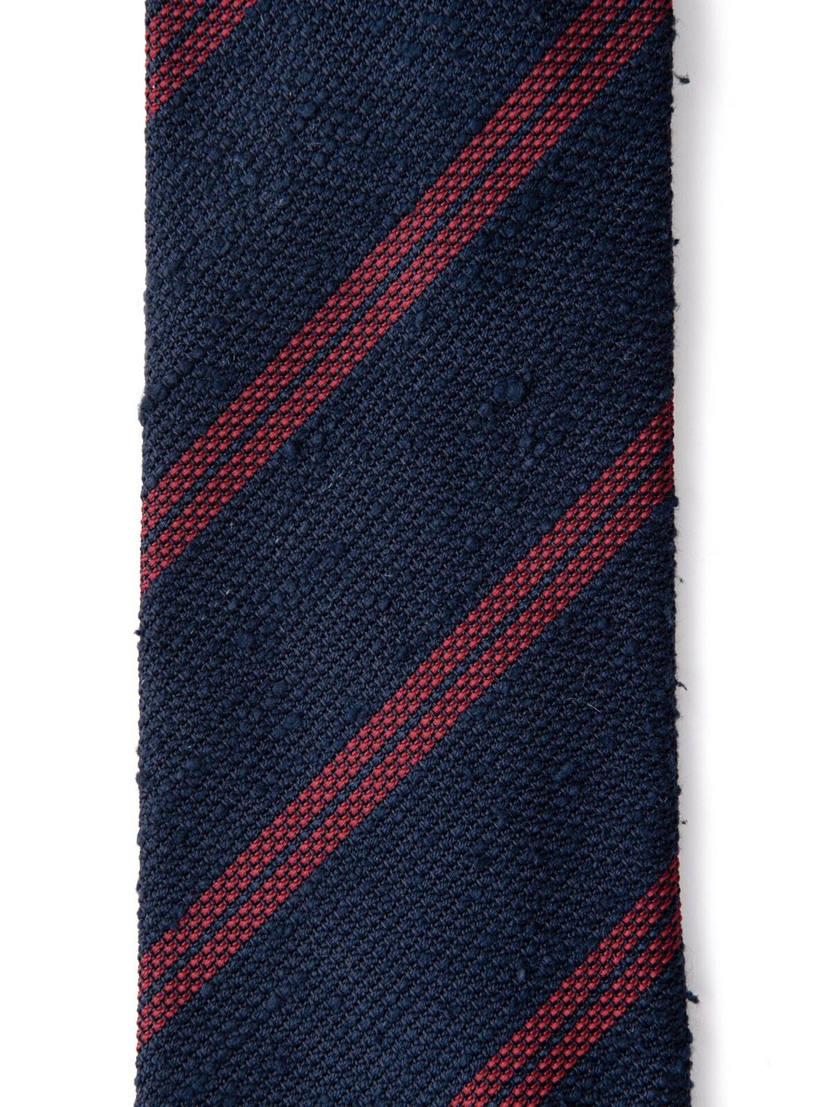 Navy and Red Double Stripe Shantung Grenadine Tie