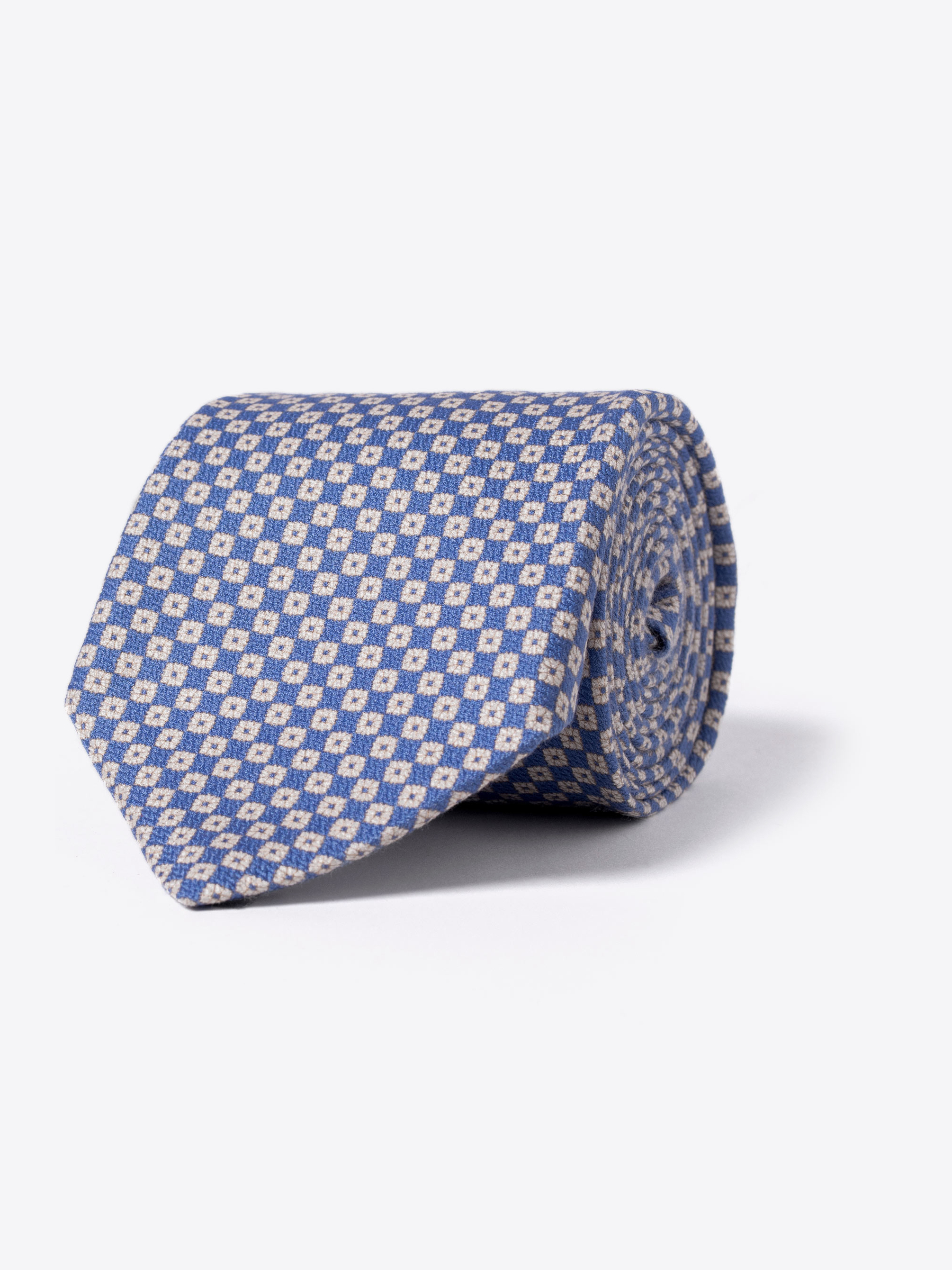 Zoom Image of Blue Foulard Print Textured Silk Tie