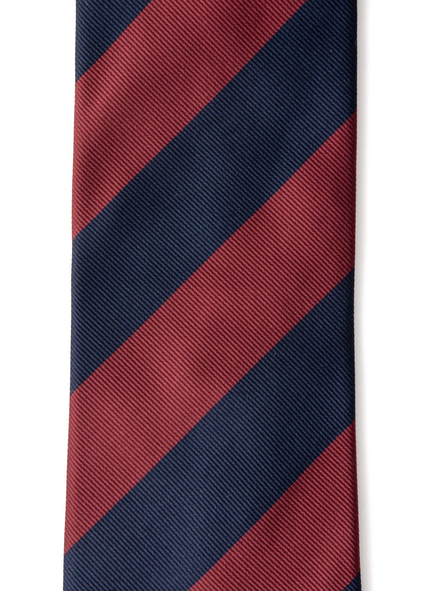 Repp Cloth Red and Navy Stripe Repp Silk Tie by Proper Cloth