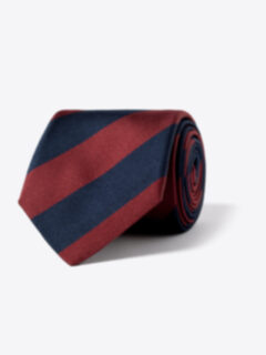 Red and Navy Stripe Repp Silk Tie Product Thumbnail 1