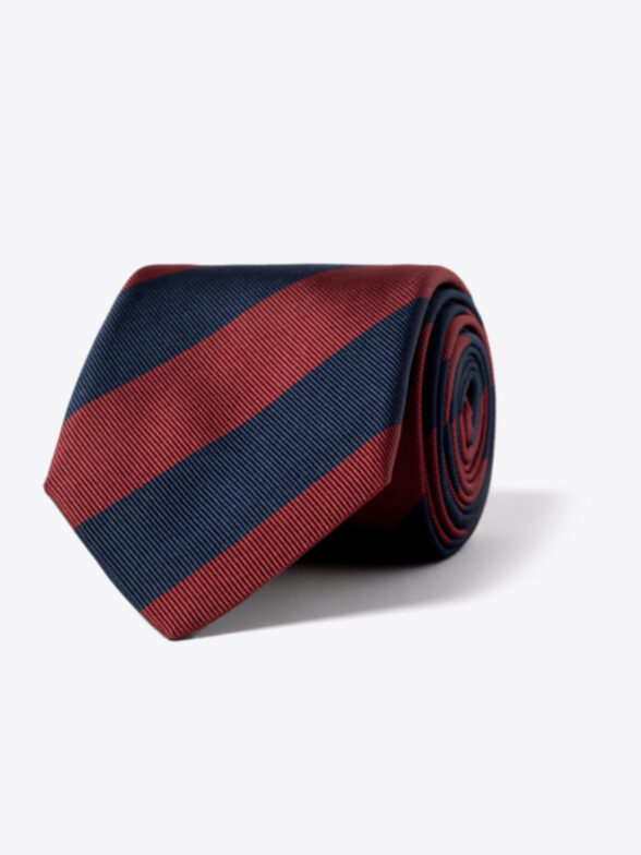 Turnbull & Asser Navy and Red Block Stripe Repp Silk Tie