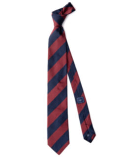 Red and Navy Stripe Repp Silk Tie Product Thumbnail 2