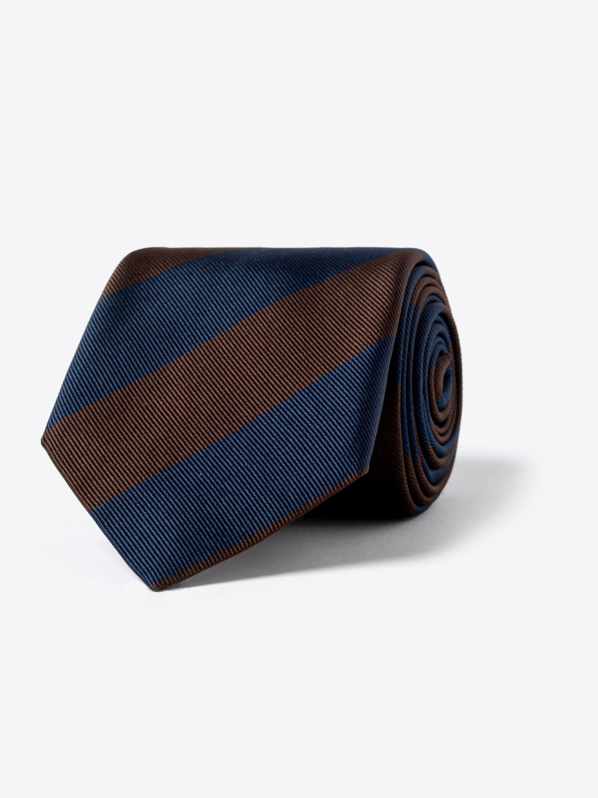 Navy and Brown Stripe Repp Silk Tie