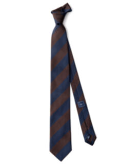Navy and Brown Stripe Repp Silk Tie Product Thumbnail 2