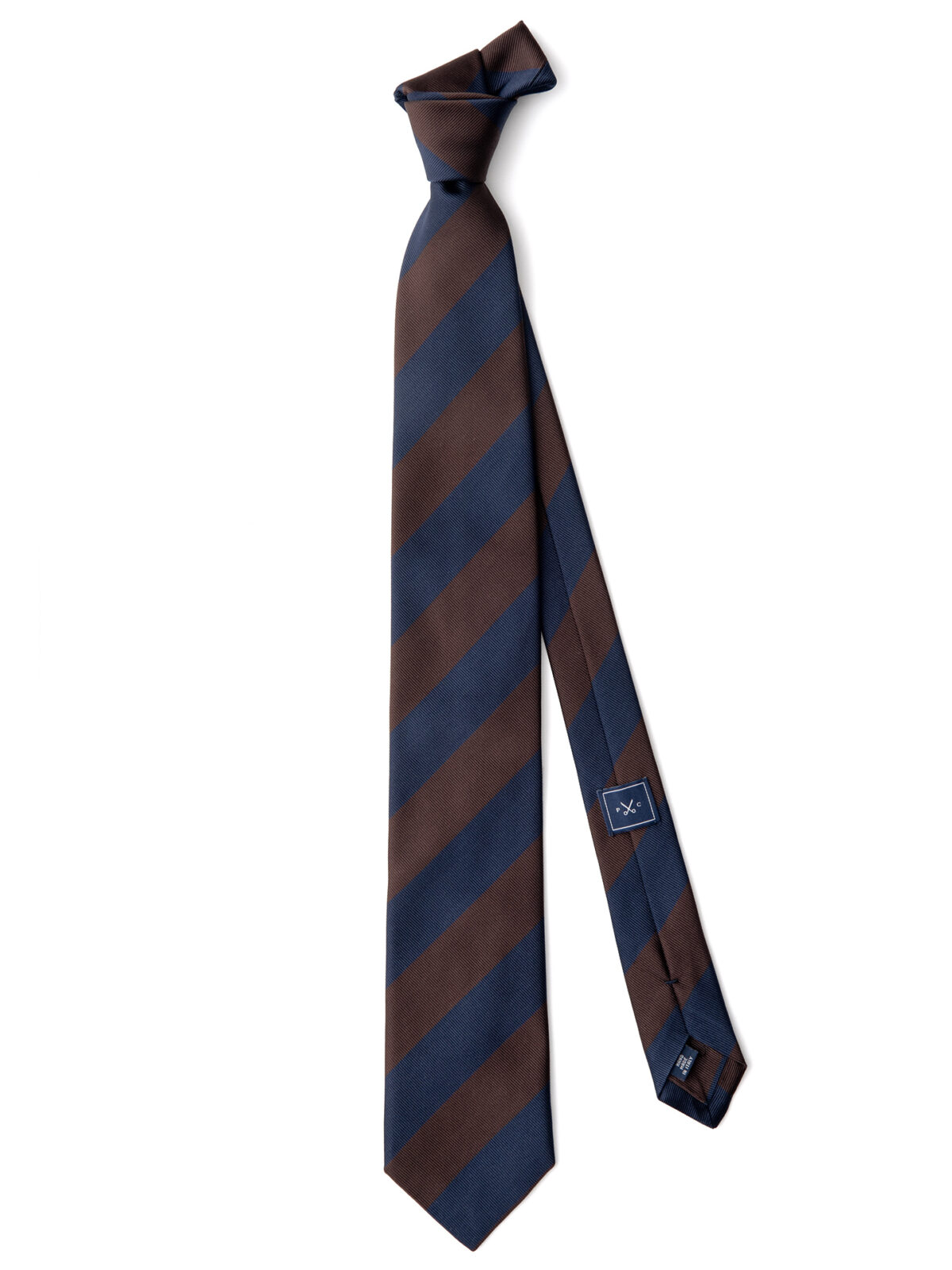 Navy and Brown Stripe Repp Silk Tie