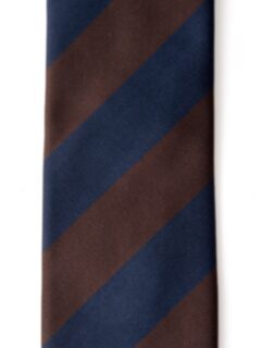 Navy and Brown Stripe Repp Silk Tie Product Thumbnail 3
