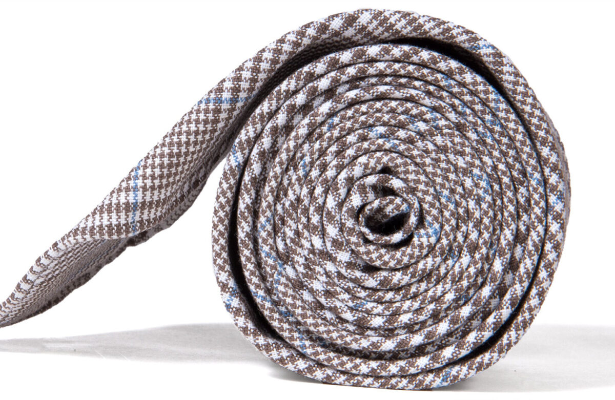 Sorrento Tan Linen Glen Plaid Tie
