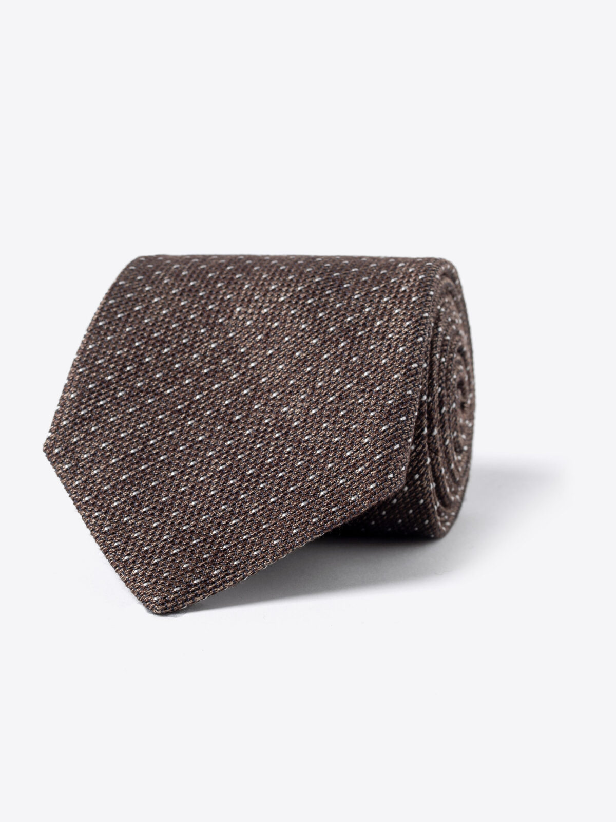 Brown Melange Pindot Silk Grenadine Tie