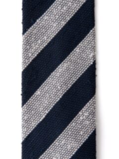 Navy and Cream Stripe Shantung Grenadine Tie Product Thumbnail 3