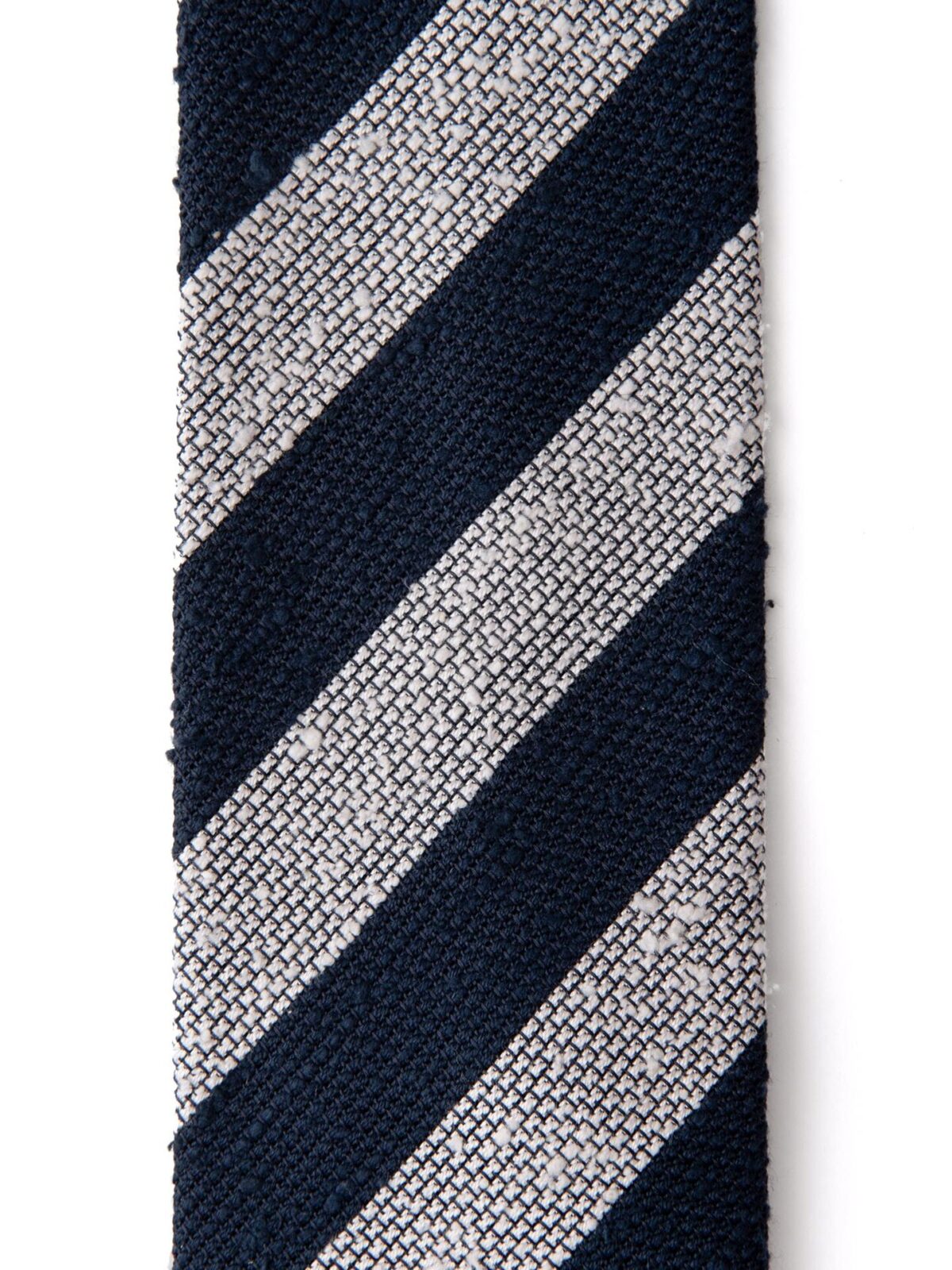 Navy and Cream Stripe Shantung Grenadine Tie