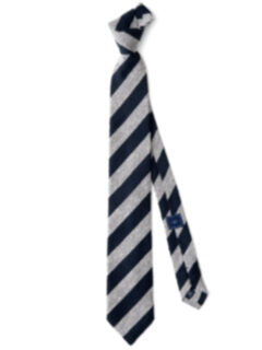 Navy and Cream Stripe Shantung Grenadine Tie Product Thumbnail 2