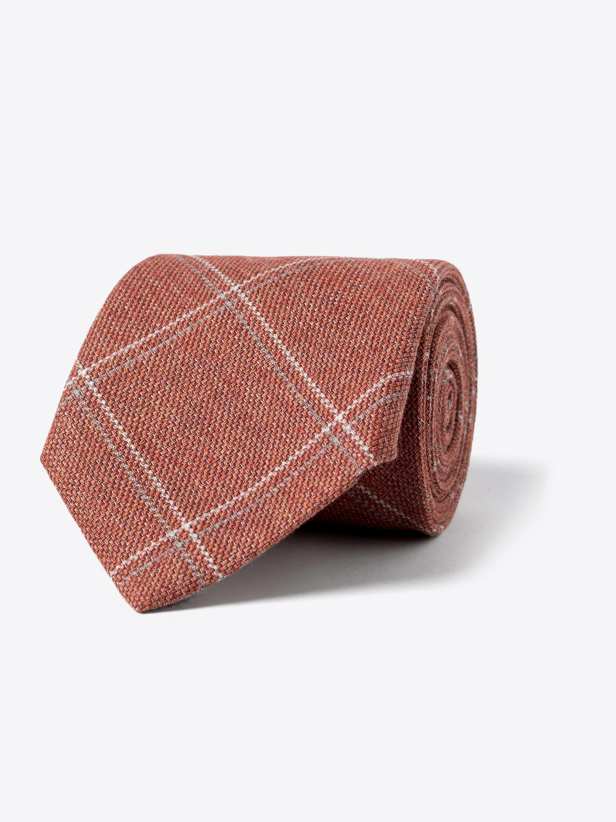 Zoom Image of Sienna Cotton Wool and Silk Windowpane Tie