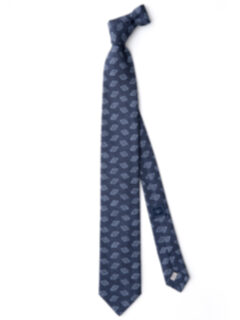 Faded Navy Rhombus Print Cotton and Silk Tie Product Thumbnail 2