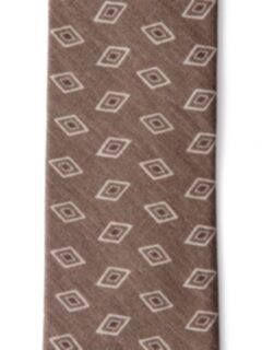 Antique Gold Rhombus Print Cotton and Silk Tie Product Thumbnail 3