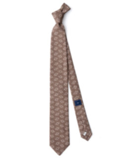 Antique Gold Rhombus Print Cotton and Silk Tie Product Thumbnail 2