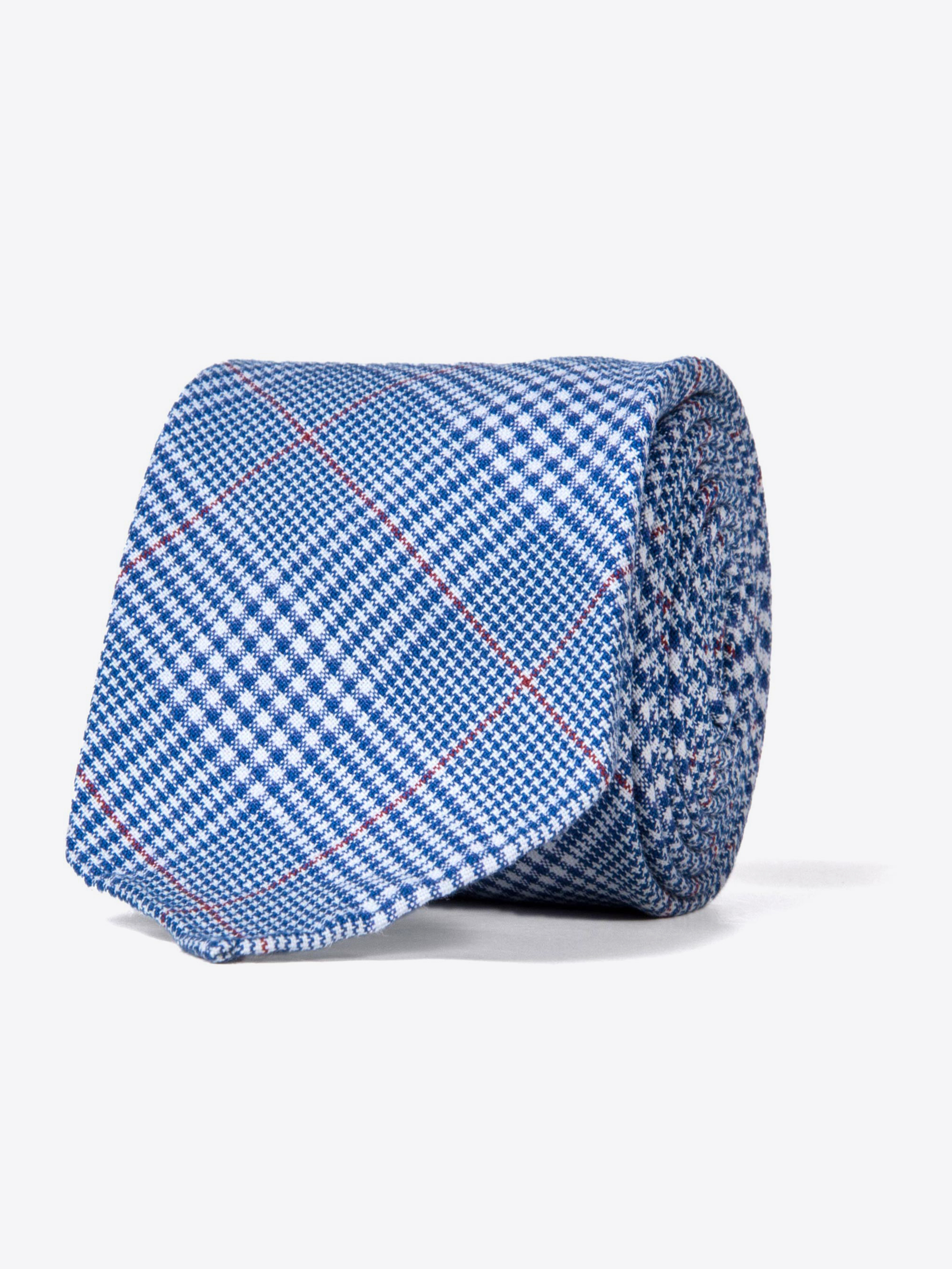 Zoom Image of Sorrento Blue Linen Glen Plaid Tie