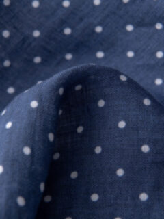 Faded Navy and White Dot Print Linen Pocket Square Product Thumbnail 4