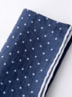 Faded Navy and White Dot Print Linen Pocket Square Product Thumbnail 3