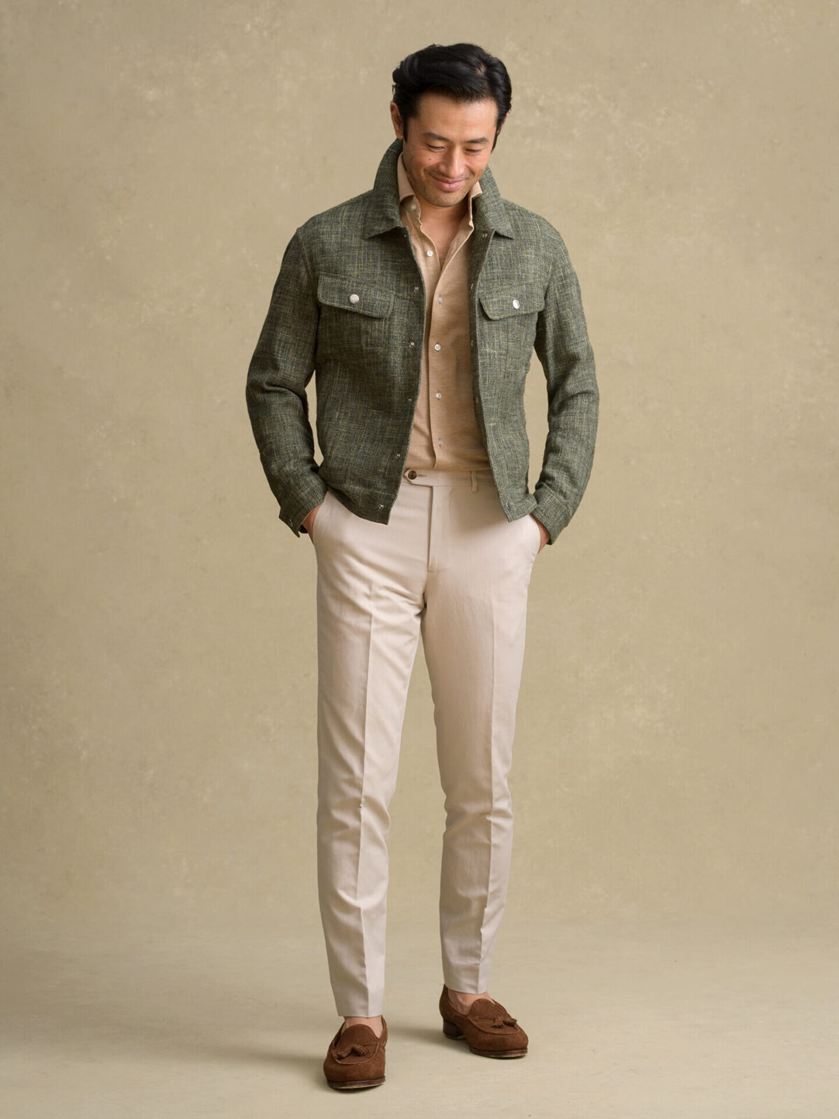 Sedona Fatigue Linen Blend Unlined Trucker Jacket
