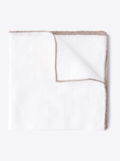Shop White with Sand Tipping Linen Pocket Square