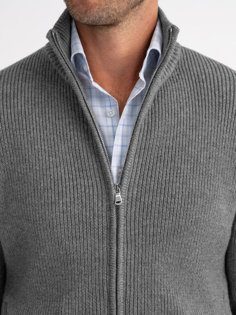 Merino Wool Ribbed Full-Zip Sweater - Proper Cloth