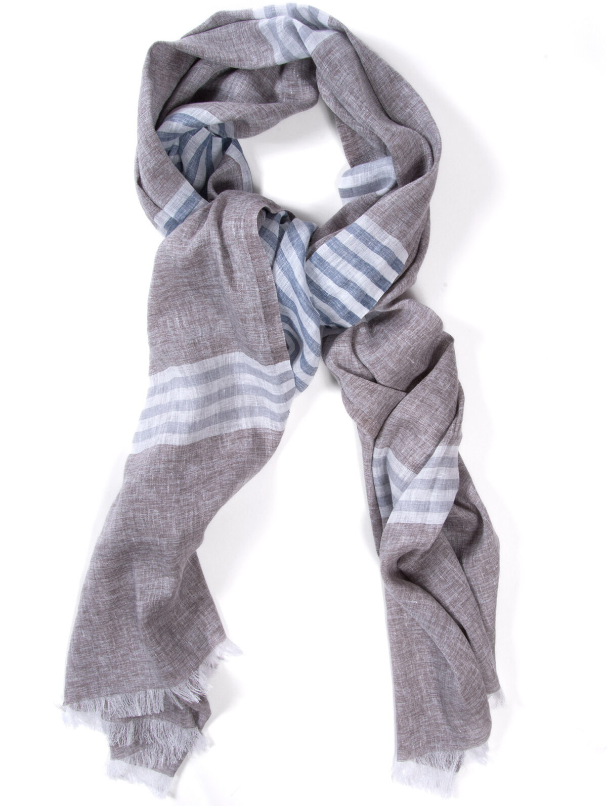Linen and Silk Striped Scarf