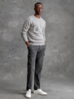 Grey Wool and Alpaca Heavy Crewneck Sweater Product Thumbnail 4