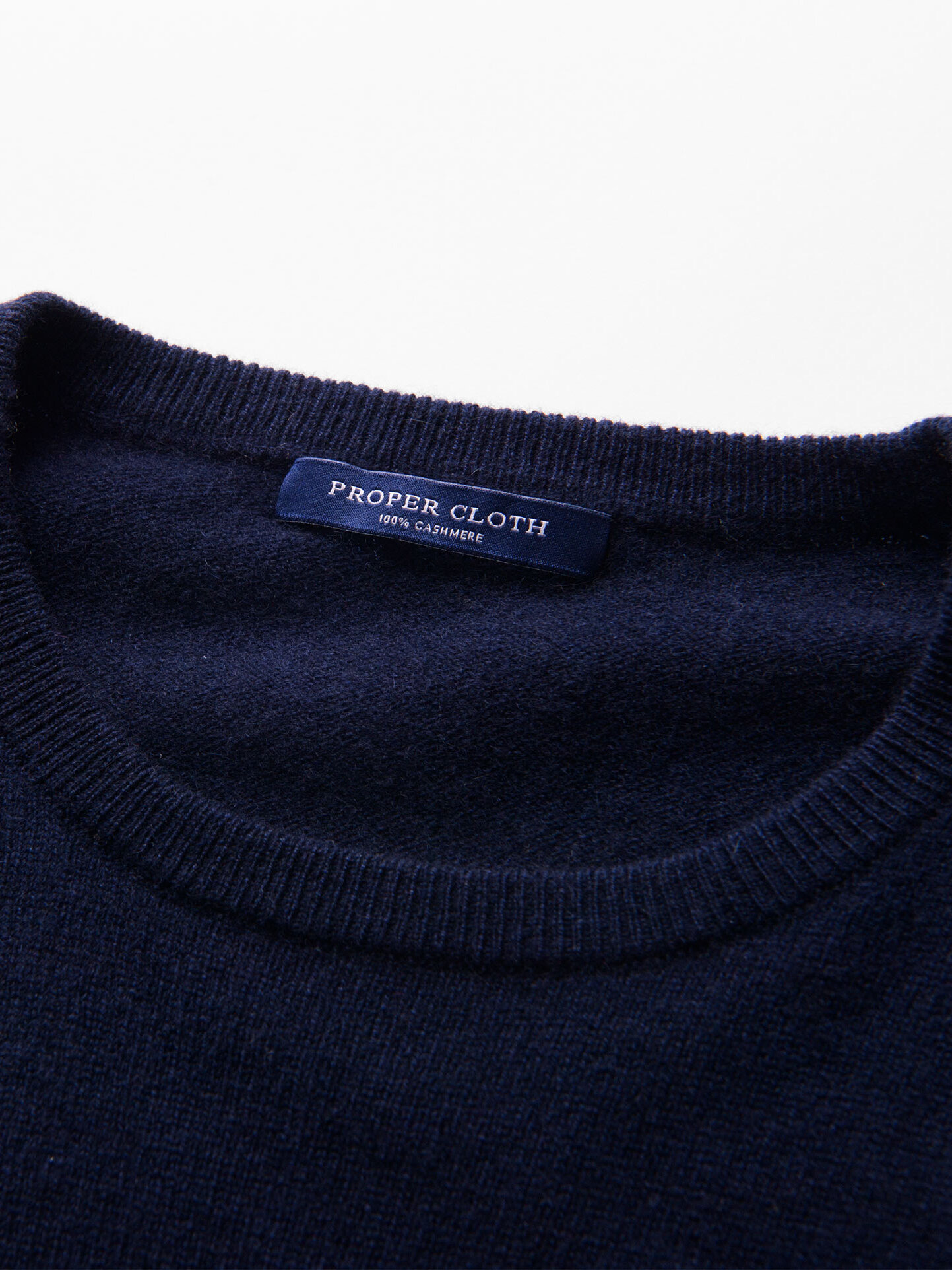 Navy Cashmere Crewneck Sweater by Proper Cloth