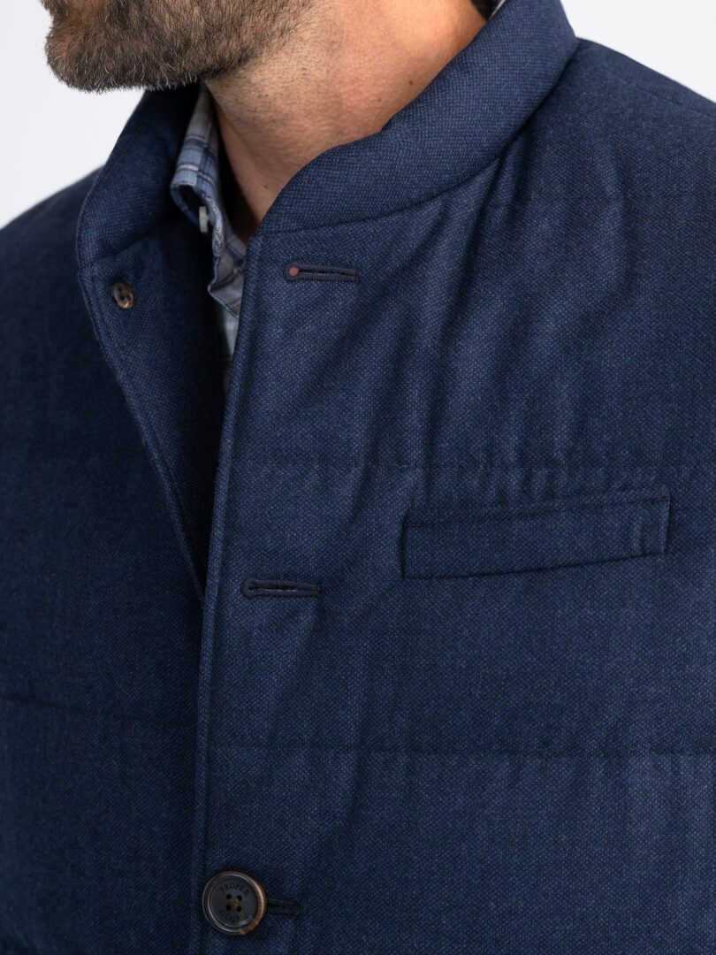 Cortina Navy Birdseye Flannel Button Vest