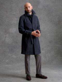 Crosby Navy Wool and Cashmere Belted Coat Product Thumbnail 2