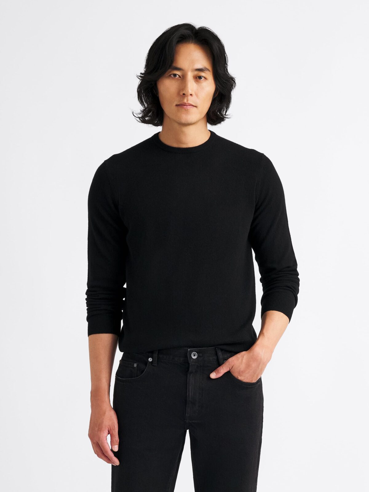 Black Cashmere Crewneck Sweater