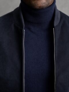 Wythe Navy Shaved Cotton Bomber Jacket Product Thumbnail 5