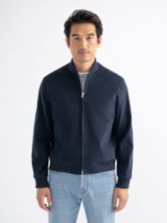 Wythe 2.0 Navy Shaved Cotton Bomber Jacket Product Thumbnail 1