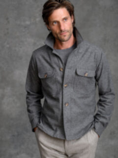 Grey Wool and Cashmere Knit Overshirt Product Thumbnail 3