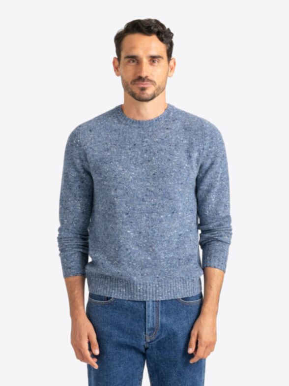 Slate Wool and Cashmere Donegal Crewneck Thumb Detail