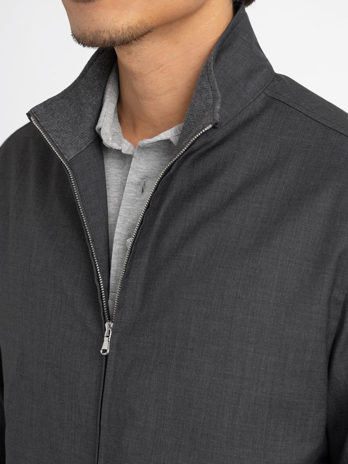 Lucca Charcoal Merino Windbreaker - Proper Cloth