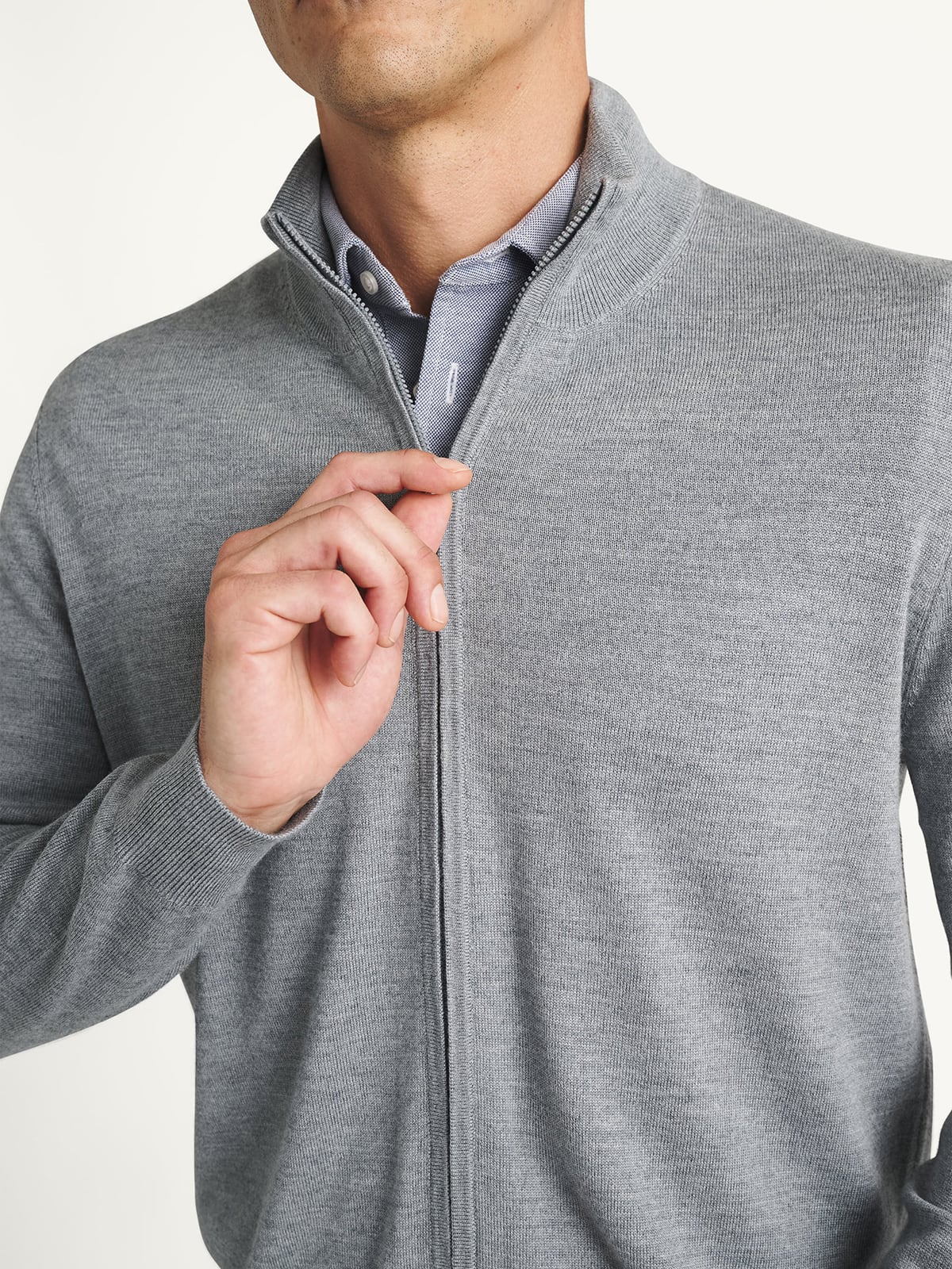 grey sweater over dress shirt Merino Wool Quarter-Zip Sweater Dark Navy main image 0