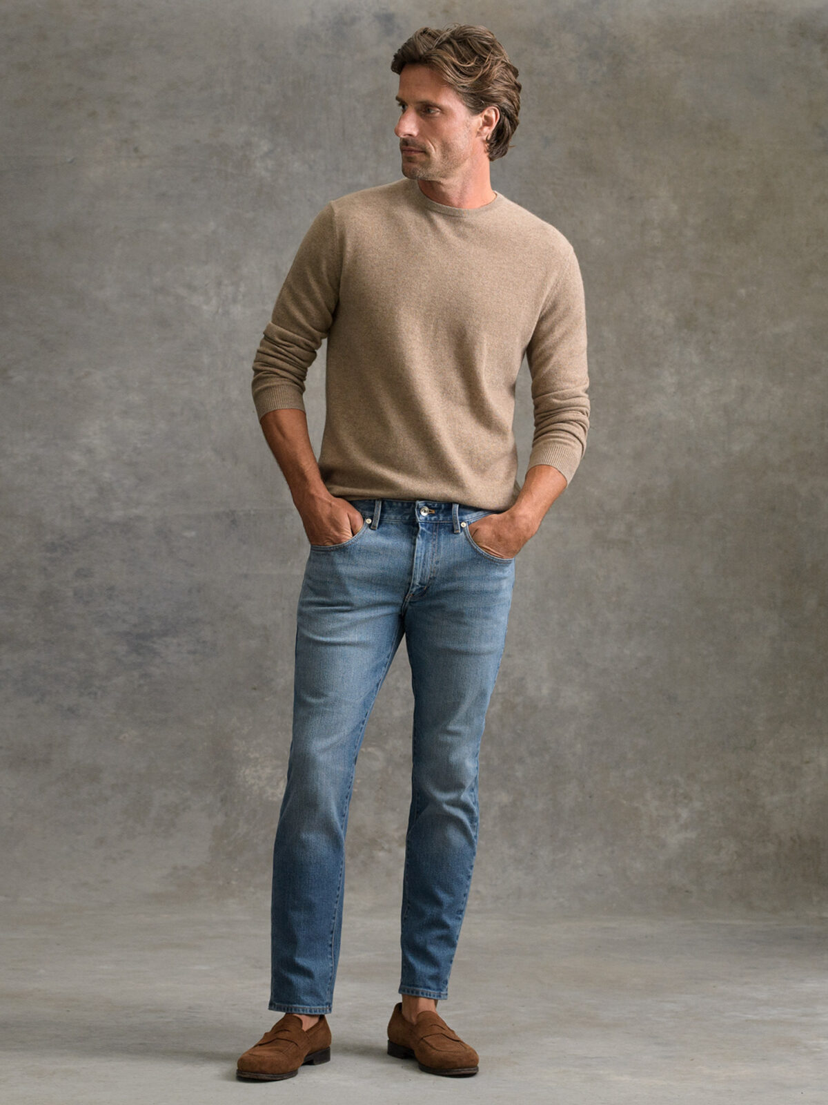 Fawn Cashmere Crewneck Sweater