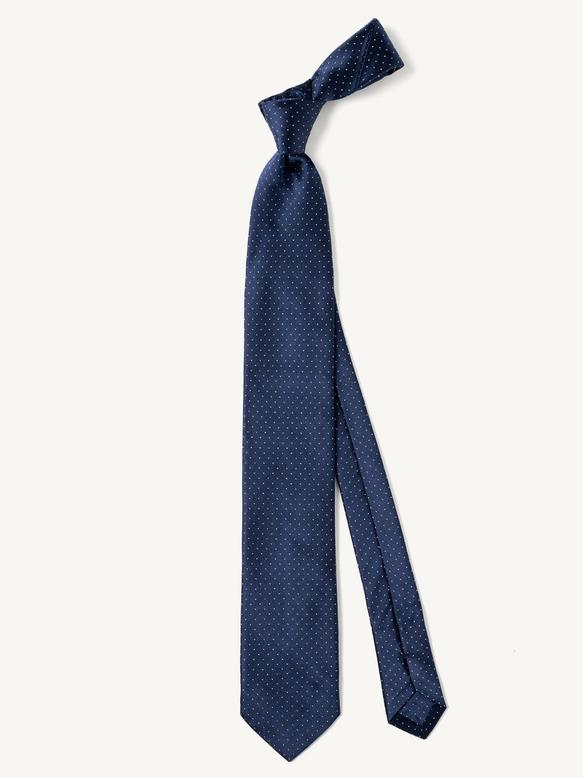 Navy and White Pindot Silk Tie | Proper Cloth