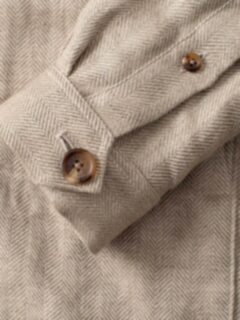 Beige Herringbone Linen Shirt Jacket Product Thumbnail 4