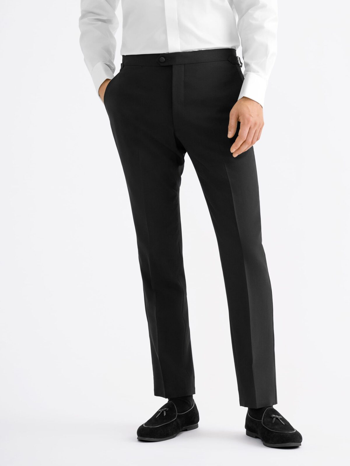 Allen Black Stretch Tuxedo Pant - Ready to Ship - Proper Cloth