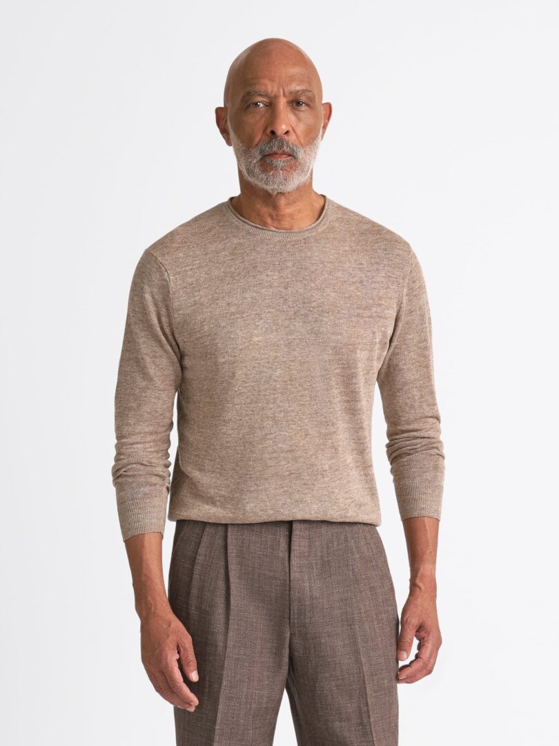 Brown Melange Linen Rollneck Sweater Thumb Detail